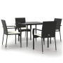 Set de muebles jardín 5 pzas con cojines ratán sintético negro de vidaXL, Conjuntos de jardín - Ref: Foro24-3185120, Precio: ...