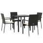 Set de muebles jardín 5 pzas con cojines ratán sintético negro de vidaXL, Conjuntos de jardín - Ref: Foro24-3185120, Precio: ...