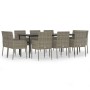 Set comedor jardín 11 pzas y cojines ratán sintético negro gris de vidaXL, Conjuntos de jardín - Ref: Foro24-3185154, Precio:...