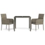 Set comedor de jardín 3 piezas con cojines ratán sintético gris de vidaXL, Conjuntos de jardín - Ref: Foro24-3185005, Precio:...