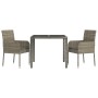 Set comedor de jardín 3 piezas con cojines ratán sintético gris de vidaXL, Conjuntos de jardín - Ref: Foro24-3185005, Precio:...