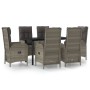 Garden dining set 7 pieces and black gray synthetic rattan cushions by vidaXL, Garden sets - Ref: Foro24-3185200, Price: 1,00...