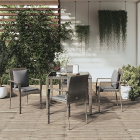 5-teiliges Garten-Essset mit grauen Kissen aus synthetischem Rattan von vidaXL, Gartensets - Ref: Foro24-3157958, Preis: 342,...