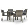 Set comedor de jardín 5 piezas con cojines ratán sintético gris de vidaXL, Conjuntos de jardín - Ref: Foro24-3157958, Precio:...