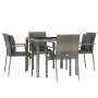 Set comedor de jardín 5 piezas con cojines ratán sintético gris de vidaXL, Conjuntos de jardín - Ref: Foro24-3157958, Precio:...