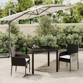 3-teiliges Garten-Esszimmer-Set mit Kissen synthetisches Rattan schwarz von vidaXL, Gartensets - Ref: Foro24-3184999, Preis: ...