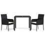 Set comedor de jardín 3 pzas con cojines ratán sintético negro de vidaXL, Conjuntos de jardín - Ref: Foro24-3184999, Precio: ...