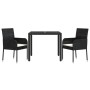 Garden dining set 3 pieces with black synthetic rattan cushions by vidaXL, Garden sets - Ref: Foro24-3184999, Price: 176,20 €...