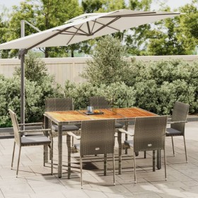 Garden dining set 7 pieces and gray synthetic rattan cushions by vidaXL, Garden sets - Ref: Foro24-3184996, Price: 500,36 €, ...