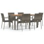 Garden dining set 7 pieces and gray synthetic rattan cushions by vidaXL, Garden sets - Ref: Foro24-3184996, Price: 500,36 €, ...