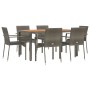 Set comedor jardín 7 pzas y cojines ratán sintético gris de vidaXL, Conjuntos de jardín - Ref: Foro24-3184996, Precio: 500,36...