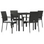 Set de muebles jardín 5 pzas con cojines ratán sintético negro de vidaXL, Conjuntos de jardín - Ref: Foro24-3184976, Precio: ...