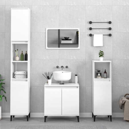 3-piece glossy white plywood bathroom furniture set by vidaXL, Bathroom furniture - Ref: Foro24-3185591, Price: 217,50 €, Dis...