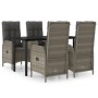 Garden dining set 5 pieces and black gray synthetic rattan cushions by vidaXL, Garden sets - Ref: Foro24-3185199, Price: 946,...