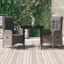 3-teiliges Garten-Esszimmerset und Kissen synthetisches Rattan schwarz grau von vidaXL, Gartensets - Ref: Foro24-3185177, Pre...