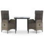 Set comedor jardín 3 pzas y cojines ratán sintético negro gris de vidaXL, Conjuntos de jardín - Ref: Foro24-3185177, Precio: ...