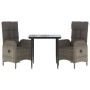 Set comedor jardín 3 pzas y cojines ratán sintético negro gris de vidaXL, Conjuntos de jardín - Ref: Foro24-3185177, Precio: ...