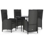 Set de muebles jardín 5 pzas con cojines ratán sintético negro de vidaXL, Conjuntos de jardín - Ref: Foro24-3185168, Precio: ...