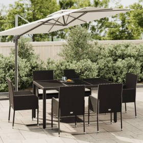 7-teiliges Garten-Essset und schwarze Kissen aus synthetischem Rattan von vidaXL, Gartensets - Ref: Foro24-3185002, Preis: 44...