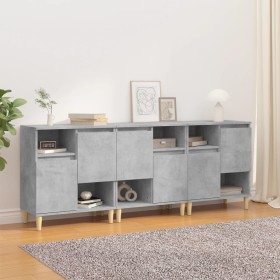 Aparadores 3 uds madera contrachapada gris hormigón 60x35x70 cm de vidaXL, Aparadores - Ref: Foro24-3185739, Precio: 209,18 €...