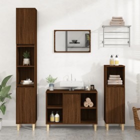 3-piece bathroom furniture set in brown oak plywood by vidaXL, Bathroom furniture - Ref: Foro24-3185620, Price: 195,90 €, Dis...