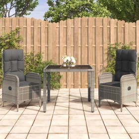 3-piece garden dining set with gray synthetic rattan cushions by vidaXL, Garden sets - Ref: Foro24-3185023, Price: 476,47 €, ...