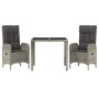 Set comedor de jardín 3 piezas con cojines ratán sintético gris de vidaXL, Conjuntos de jardín - Ref: Foro24-3185023, Precio:...