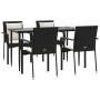 Set de muebles jardín 5 pzas con cojines ratán sintético negro de vidaXL, Conjuntos de jardín - Ref: Foro24-3185097, Precio: ...