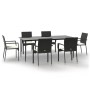 Set de comedor de jardín 7 pzas y cojines ratán sintético negro de vidaXL, Conjuntos de jardín - Ref: Foro24-3185123, Precio:...