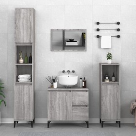 3-piece bathroom furniture set made of gray Sonoma plywood by vidaXL, Bathroom furniture - Ref: Foro24-3185549, Price: 217,80...