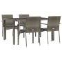 Set comedor de jardín 5 piezas con cojines ratán sintético gris de vidaXL, Conjuntos de jardín - Ref: Foro24-3184983, Precio:...