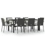 Set de comedor de jardín 9 pzas y cojines ratán sintético negro de vidaXL, Conjuntos de jardín - Ref: Foro24-3157956, Precio:...