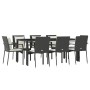 Set de comedor de jardín 9 pzas y cojines ratán sintético negro de vidaXL, Conjuntos de jardín - Ref: Foro24-3157956, Precio:...