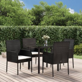 5-teiliges Gartenmöbel-Set mit Kissen synthetisches Rattan schwarz von vidaXL, Gartensets - Ref: Foro24-3185156, Preis: 296,9...