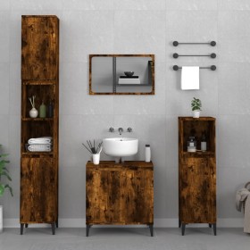 3-piece bathroom furniture set smoked oak plywood by vidaXL, Bathroom furniture - Ref: Foro24-3185594, Price: 191,65 €, Disco...