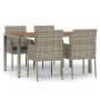 Set comedor de jardín 5 piezas con cojines ratán sintético gris de vidaXL, Conjuntos de jardín - Ref: Foro24-3185019, Precio:...