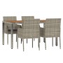 Set comedor de jardín 5 piezas con cojines ratán sintético gris de vidaXL, Conjuntos de jardín - Ref: Foro24-3185019, Precio:...