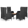 Set de muebles jardín 5 pzas con cojines ratán sintético negro de vidaXL, Conjuntos de jardín - Ref: Foro24-3185090, Precio: ...