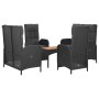 Set de muebles jardín 5 pzas con cojines ratán sintético negro de vidaXL, Conjuntos de jardín - Ref: Foro24-3185090, Precio: ...