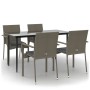 Set comedor jardín 5 pzas y cojines ratán sintético negro gris de vidaXL, Conjuntos de jardín - Ref: Foro24-3185127, Precio: ...