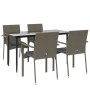 Set comedor jardín 5 pzas y cojines ratán sintético negro gris de vidaXL, Conjuntos de jardín - Ref: Foro24-3185127, Precio: ...