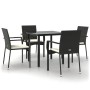 Set de muebles jardín 5 pzas con cojines ratán sintético negro de vidaXL, Conjuntos de jardín - Ref: Foro24-3185132, Precio: ...