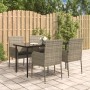 Garten-Essgruppe 5-teilig und schwarzgraue Kissen aus synthetischem Rattan von vidaXL, Gartensets - Ref: Foro24-3185151, Prei...