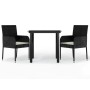 Set comedor de jardín 3 pzas con cojines ratán sintético negro de vidaXL, Conjuntos de jardín - Ref: Foro24-3185155, Precio: ...