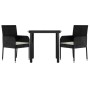 Set comedor de jardín 3 pzas con cojines ratán sintético negro de vidaXL, Conjuntos de jardín - Ref: Foro24-3185155, Precio: ...