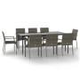 Set comedor jardín 9 pzas y cojines ratán sintético negro gris de vidaXL, Conjuntos de jardín - Ref: Foro24-3185130, Precio: ...