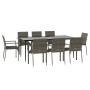 Set comedor jardín 9 pzas y cojines ratán sintético negro gris de vidaXL, Conjuntos de jardín - Ref: Foro24-3185130, Precio: ...