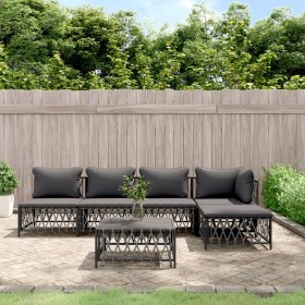 Gartenmöbel-Set 6-teilig und Kissen anthrazitgrauer Stahl von vidaXL, Gartensets - Ref: Foro24-3186859, Preis: 442,99 €, Raba...