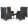 Set de muebles jardín 5 pzas con cojines ratán sintético negro de vidaXL, Conjuntos de jardín - Ref: Foro24-3185088, Precio: ...