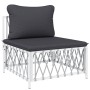 8-piece garden furniture set with white steel cushions by vidaXL, Garden sets - Ref: Foro24-3186884, Price: 593,15 €, Discoun...